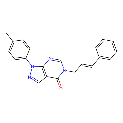5-cinnamyl-1-(p-tolyl)-1H-pyrazolo[3,4-d]pyrimidin-4(5H)-one structure
