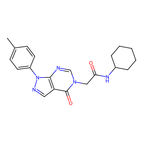 N-cyclohexyl-2-(4-oxo-1-(p-tolyl)-1H-pyrazolo[3,4-d]pyrimidin-5(4H)-yl)acetamide structure