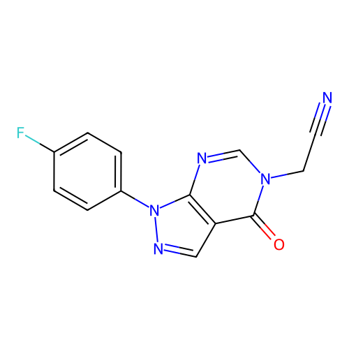 2-(1-(4-fluorophenyl)-4-oxo-1H-pyrazolo[3,4-d]pyrimidin-5(4H)-yl)acetonitrile structure