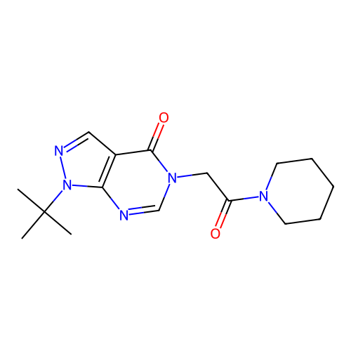 1-Tert-butyl-5-[2-oxo-2-(1-piperidinyl)ethyl]-4-pyrazolo[3,4-d]pyrimidinone structure