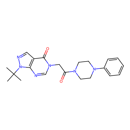 1-(tert-butyl)-5-(2-oxo-2-(4-phenylpiperazin-1-yl)ethyl)-1H-pyrazolo[3,4-d]pyrimidin-4(5H)-one structure