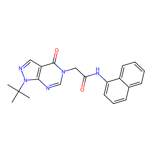 2-(1-tert-butyl-4-oxopyrazolo[3,4-d]pyrimidin-5-yl)-N-naphthalen-1-ylacetamide structure