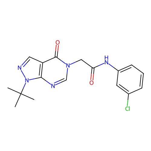 2-(1-tert-butyl-4-oxopyrazolo[3,4-d]pyrimidin-5-yl)-N-(3-chlorophenyl)acetamide structure