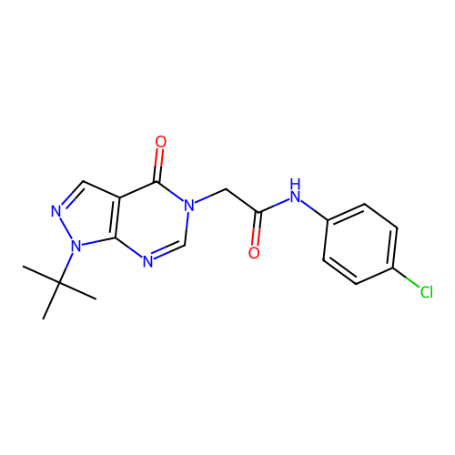 2-(1-tert-butyl-4-oxopyrazolo[3,4-d]pyrimidin-5-yl)-N-(4-chlorophenyl)acetamide structure