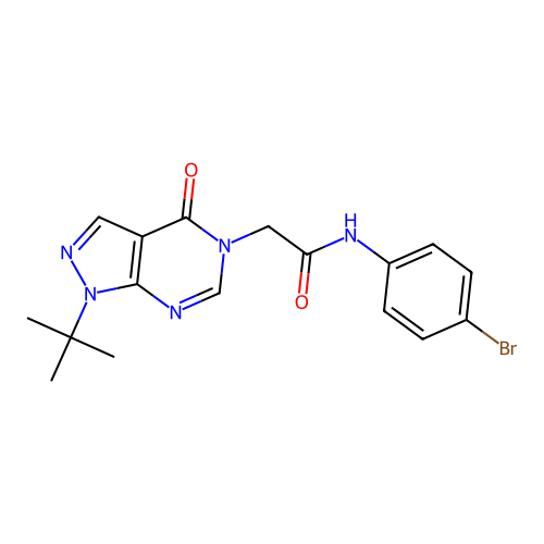 N-(4-bromophenyl)-2-(1-tert-butyl-4-oxopyrazolo[3,4-d]pyrimidin-5-yl)acetamide structure