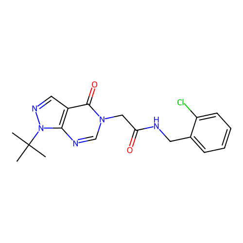 2-(1-tert-butyl-4-oxopyrazolo[3,4-d]pyrimidin-5-yl)-N-[(2-chlorophenyl)methyl]acetamide structure