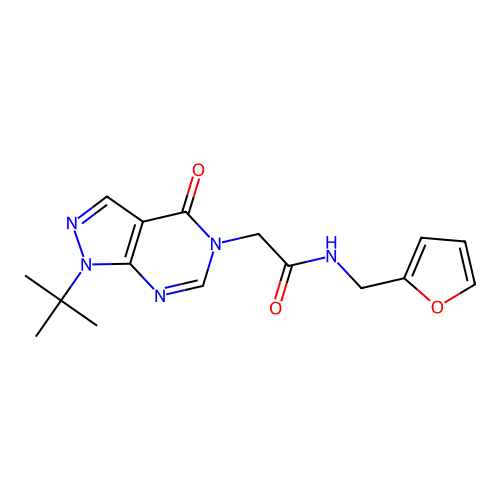 2-(1-tert-butyl-4-oxopyrazolo[3,4-d]pyrimidin-5-yl)-N-(furan-2-ylmethyl)acetamide structure