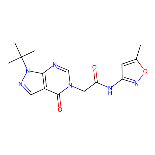 2-(1-tert-butyl-4-oxopyrazolo[3,4-d]pyrimidin-5-yl)-N-(5-methyl-1,2-oxazol-3-yl)acetamide structure