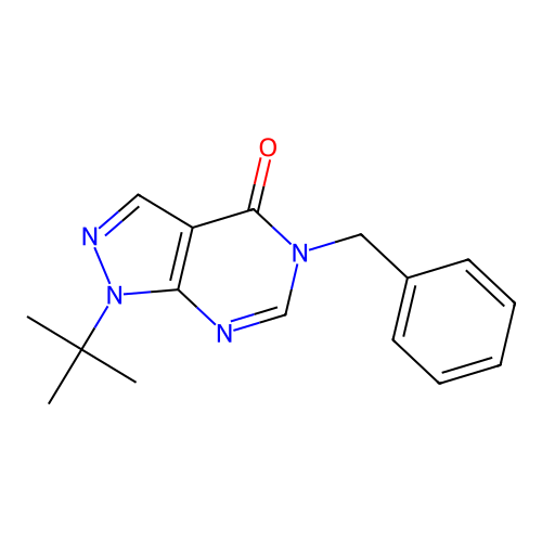 5-benzyl-1-(tert-butyl)-1H-pyrazolo[3,4-d]pyrimidin-4(5H)-one structure