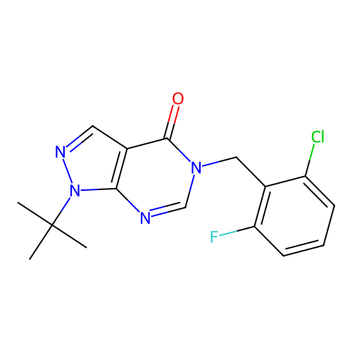 1-tert-butyl-5-(2-chloro-6-fluorobenzyl)-1,5-dihydro-4H-pyrazolo[3,4-d]pyrimidin-4-one structure