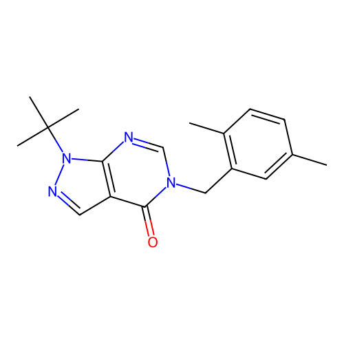 1-(tert-butyl)-5-(2,5-dimethylbenzyl)-1H-pyrazolo[3,4-d]pyrimidin-4(5H)-one structure