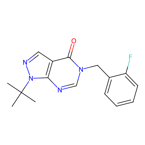 1-(tert-butyl)-5-(2-fluorobenzyl)-1H-pyrazolo[3,4-d]pyrimidin-4(5H)-one structure