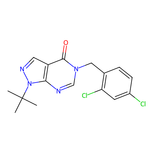 1-tert-butyl-5-(2,4-dichlorobenzyl)-1,5-dihydro-4H-pyrazolo[3,4-d]pyrimidin-4-one structure