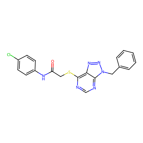 2-(3-benzyltriazolo[4,5-d]pyrimidin-7-yl)sulfanyl-N-(4-chlorophenyl)acetamide structure