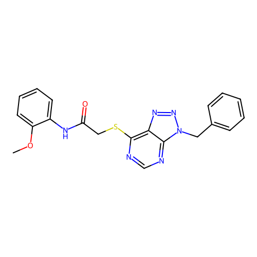 2-(3-benzyltriazolo[4,5-d]pyrimidin-7-yl)sulfanyl-N-(2-methoxyphenyl)acetamide structure