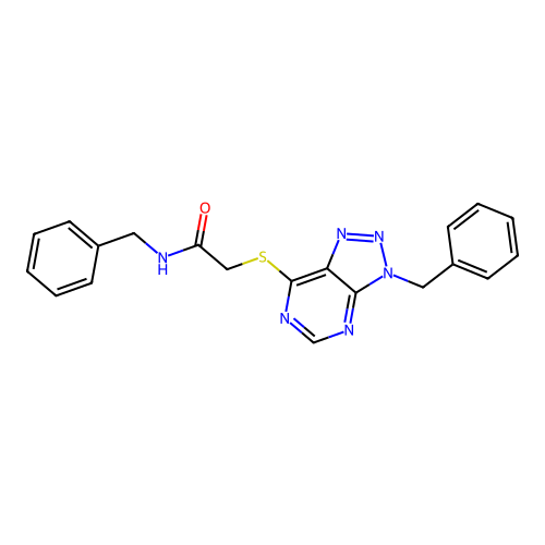 N-benzyl-2-(3-benzyltriazolo[4,5-d]pyrimidin-7-yl)sulfanylacetamide structure
