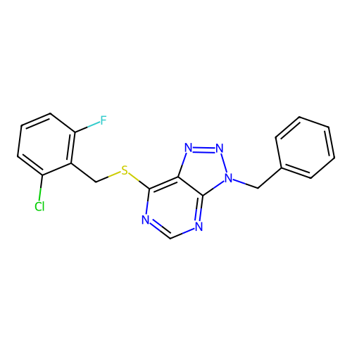 3-Benzyl-7-[(2-chloro-6-fluorophenyl)methylsulfanyl]triazolo[4,5-d]pyrimidine structure