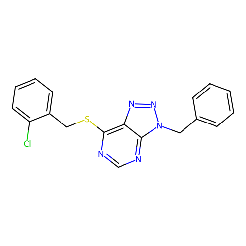 3-Benzyl-7-[(2-chlorophenyl)methylsulfanyl]triazolo[4,5-d]pyrimidine structure