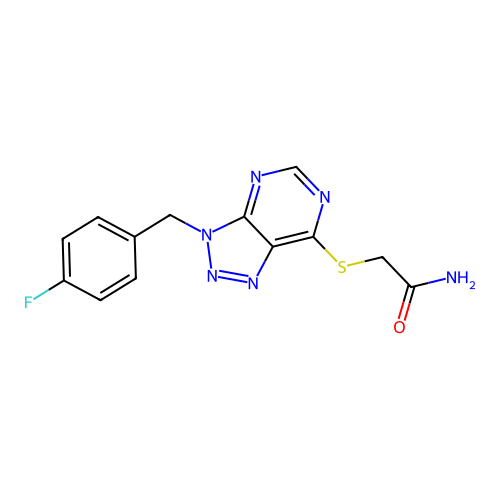 2-[3-[(4-Fluorophenyl)methyl]triazolo[4,5-d]pyrimidin-7-yl]sulfanylacetamide structure
