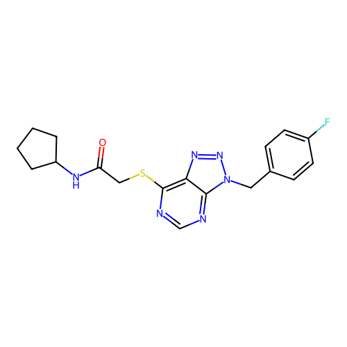 N-cyclopentyl-2-({3-[(4-fluorophenyl)methyl]-3H-[1,2,3]triazolo[4,5-d]pyrimidin-7-yl}sulfanyl)acetamide structure