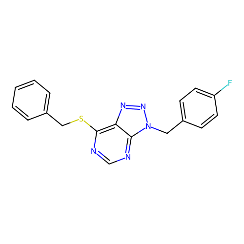7-Benzylsulfanyl-3-[(4-fluorophenyl)methyl]triazolo[4,5-d]pyrimidine structure