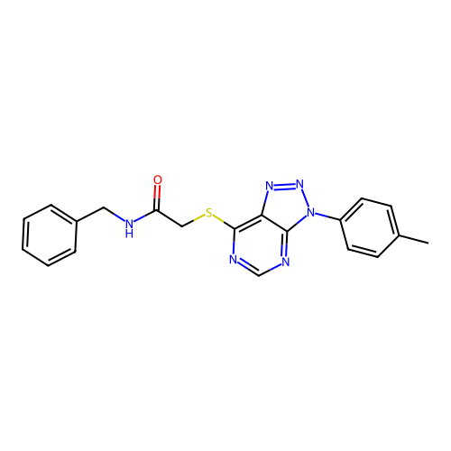 N-benzyl-2-((3-(p-tolyl)-3H-[1,2,3]triazolo[4,5-d]pyrimidin-7-yl)thio)acetamide structure