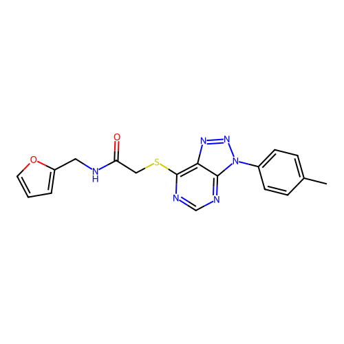N-[(furan-2-yl)methyl]-2-{[3-(4-methylphenyl)-3H-[1,2,3]triazolo[4,5-d]pyrimidin-7-yl]sulfanyl}acetamide structure