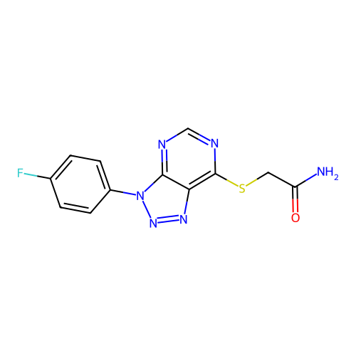 2-((3-(4-fluorophenyl)-3H-[1,2,3]triazolo[4,5-d]pyrimidin-7-yl)thio)acetamide structure