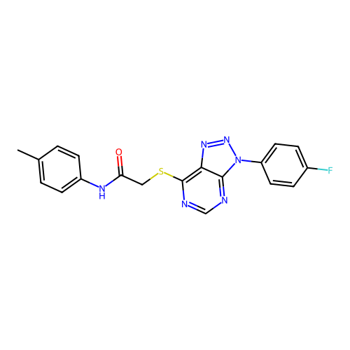 2-((3-(4-fluorophenyl)-3H-[1,2,3]triazolo[4,5-d]pyrimidin-7-yl)thio)-N-(p-tolyl)acetamide structure