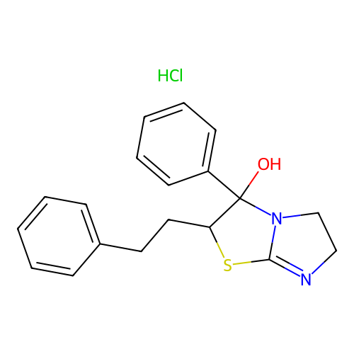 2,3,5,6-Tetrahydro-3-phenyl-2-(2-phenylethyl)imidazo(2,1-b)thiazol-3-ol monohydrochloride structure