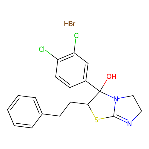Imidazo(2,1-b)thiazol-3-ol, 3-(3,4-dichlorophenyl)-2,3,5,6-tetrahydro-2-(2-phenylethyl)-, monohydrobromide structure