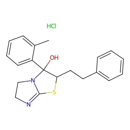 Imidazo(2,1-b)thiazol-3-ol, 2,3,5,6-tetrahydro-3-(2-methylphenyl)-2-(2-phenylethyl)-, monohydrochloride structure