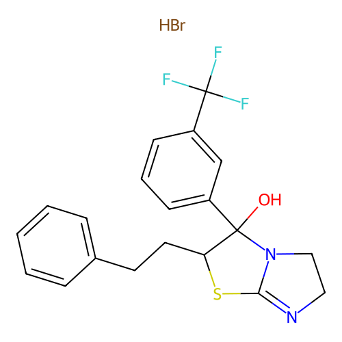 Imidazo(2,1-b)thiazol-3-ol, 2,3,5,6-tetrahydro-2-(2-phenylethyl)-3-(3- (trifluoromethyl)phenyl)-, monohydrobromide structure