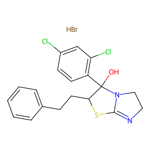 Imidazo(2,1-b)thiazol-3-ol, 3-(2,4-dichlorophenyl)-2,3,5,6-tetrahydro-2-(2-phenylethyl)-, monohydrobromide structure