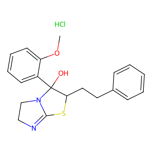 Imidazo(2,1-b)thiazol-3-ol, 2,3,5,6-tetrahydro-3-(2-methoxyphenyl)-2-(2-phenylethyl)-, monohydrochloride structure