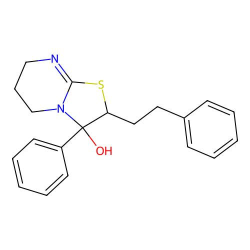 5H-Thiazolo(3,2-a)pyrimidin-3-ol, 2,3,6,7-tetrahydro-3-phenyl-2-(2-phenylethyl)- structure