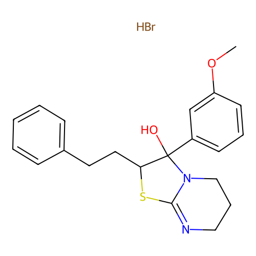 5H-Thiazolo(3,2-a)pyrimidin-3-ol, 2,3,6,7-tetrahydro-3-(3-methoxyphenyl)-2-(2-phenylethyl)-, monohydrobromide structure
