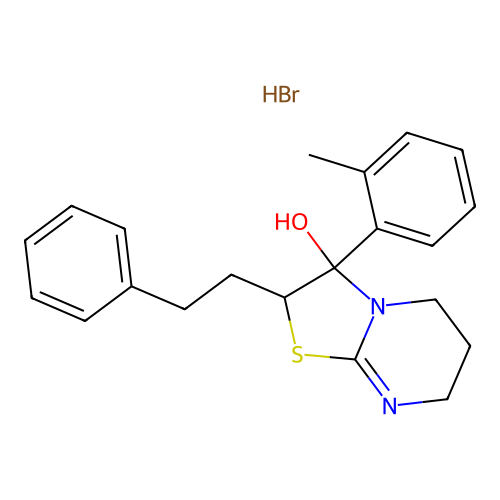 5H-Thiazolo(3,2-a)pyrimidin-3-ol, 2,3,6,7-tetrahydro-3-(2-methylphenyl)-2-(2-phenylethyl)-, monohydrobromide structure