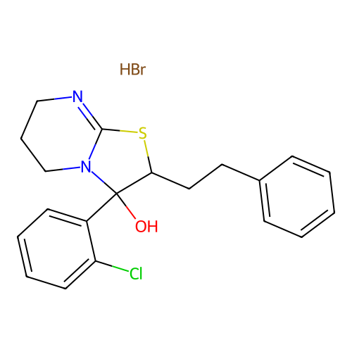 5H-Thiazolo(3,2-a)pyrimidin-3-ol, 3-(2-chlorophenyl)-2,3,6,7-tetrahydro-2-(2-phenylethyl)-, monohydrobromide structure