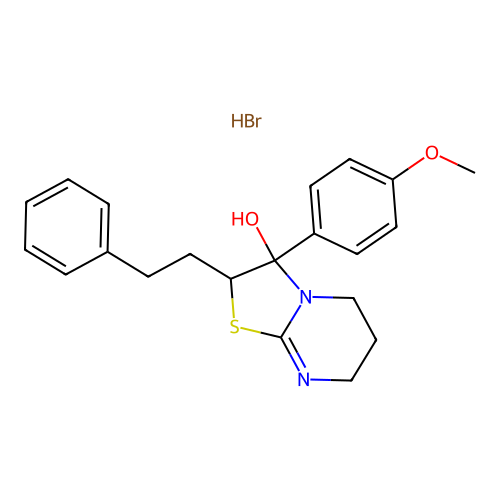 5H-Thiazolo(3,2-a)pyrimidin-3-ol, 2,3,6,7-tetrahydro-3-(4-methoxyphenyl)-2-(2-phenylethyl)-, monohydrobromide structure