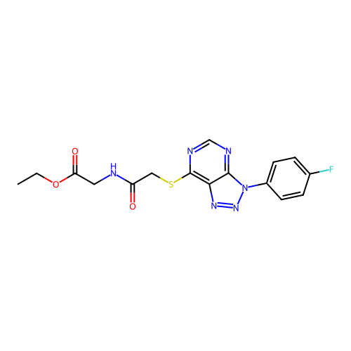 ethyl 2-(2-((3-(4-fluorophenyl)-3H-[1,2,3]triazolo[4,5-d]pyrimidin-7-yl)thio)acetamido)acetate structure