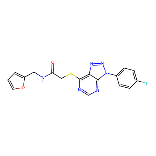 2-[3-(4-fluorophenyl)triazolo[4,5-d]pyrimidin-7-yl]sulfanyl-N-(furan-2-ylmethyl)acetamide structure