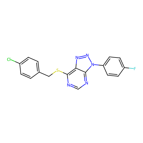 7-[(4-Chlorophenyl)methylsulfanyl]-3-(4-fluorophenyl)triazolo[4,5-d]pyrimidine structure