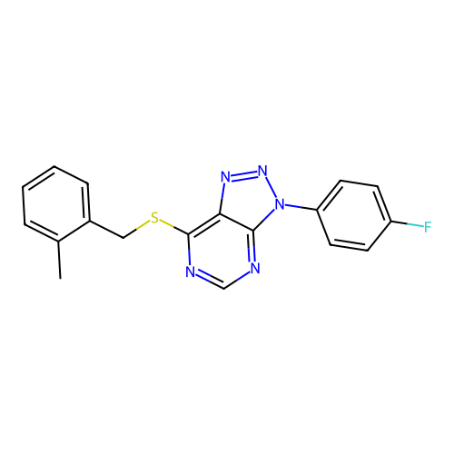 3-(4-Fluorophenyl)-7-[(2-methylphenyl)methylsulfanyl]triazolo[4,5-d]pyrimidine structure