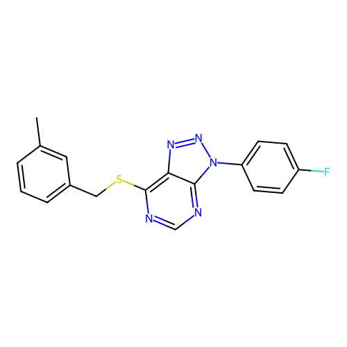 3-(4-Fluorophenyl)-7-[(3-methylphenyl)methylsulfanyl]triazolo[4,5-d]pyrimidine structure