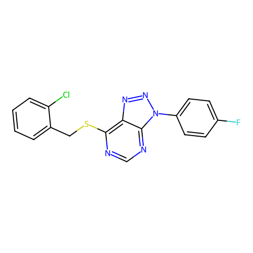 7-[(2-Chlorophenyl)methylsulfanyl]-3-(4-fluorophenyl)triazolo[4,5-d]pyrimidine structure