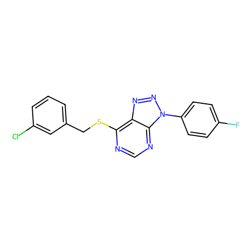 7-[(3-Chlorophenyl)methylsulfanyl]-3-(4-fluorophenyl)triazolo[4,5-d]pyrimidine structure