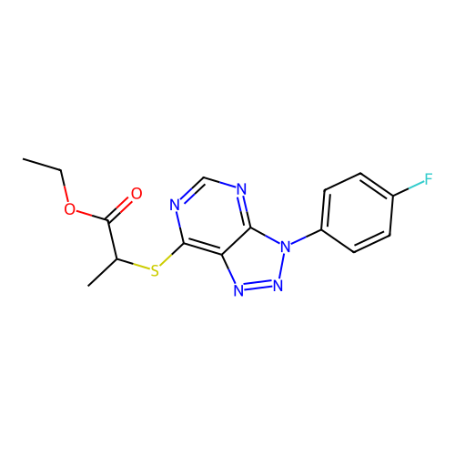 Ethyl 2-[3-(4-fluorophenyl)triazolo[4,5-d]pyrimidin-7-yl]sulfanylpropanoate structure