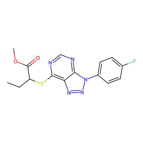 methyl 2-((3-(4-fluorophenyl)-3H-[1,2,3]triazolo[4,5-d]pyrimidin-7-yl)thio)butanoate structure