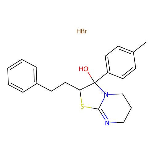 5H-Thiazolo(3,2-a)pyrimidin-3-ol, 2,3,6,7-tetrahydro-3-(4-methylphenyl)-2-(2-phenylethyl)-, monohydrobromide structure